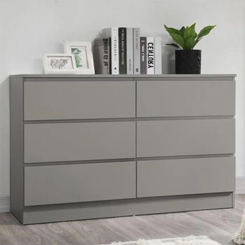 Oslo Grey 6 Drawer Wide Chest