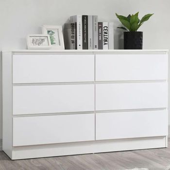 Oslo White 6 Drawer Wide Chest