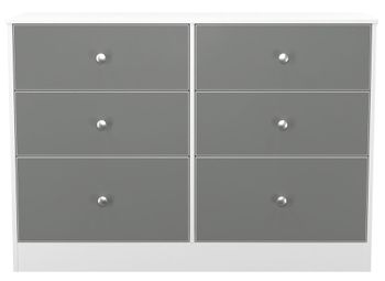 Padstow Grey and White Matt 6 Drawer Midi Chest