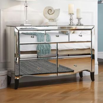 Palermo Multi Drawer Mirrored 7 Drawer Wide Chest