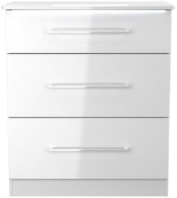 Paris White Gloss 3 Drawer Deep Chest