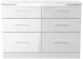 Paris White Gloss 6 Drawer Midi Chest