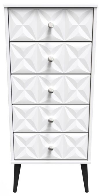 Pixel White 5 Drawer Narrow Chest