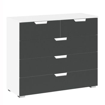 Aditio Alpine White and Metallic Dark Grey 3+2 Drawer Chest