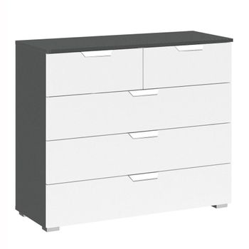 Aditio Metallic Dark Grey and Alpine White 3+2 Drawer Chest