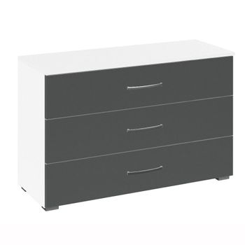 Aditio Alpine White and Metallic Dark Grey 3 Drawer Wide Chest