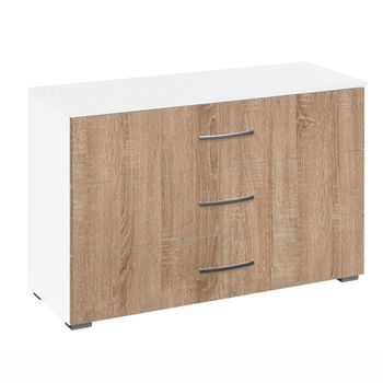 Aditio Alpine White and Sonoma Oak 3 Drawer Wide Chest