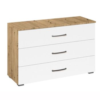 Aditio Artisan Oak and Alpine White 3 Drawer Wide Chest