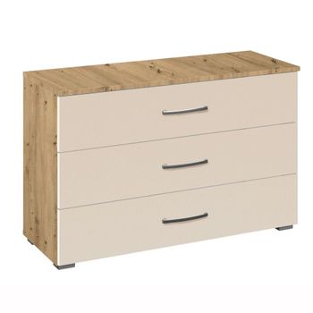 Aditio Artisan Oak and Champagne 3 Drawer Wide Chest