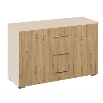 Aditio Champagne and Artisan Oak 3 Drawer Wide Chest