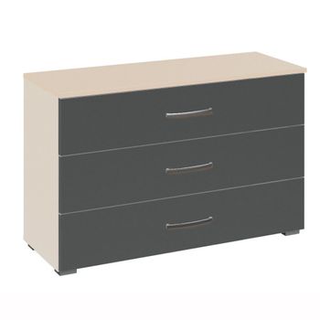 Aditio Champagne and Metallic Dark Grey 3 Drawer Wide Chest