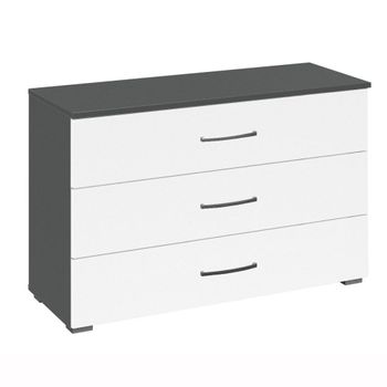 Aditio Metallic Dark Grey and Alpine White 3 Drawer Wide Chest