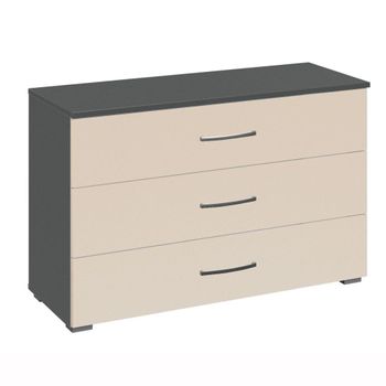 Aditio Metallic Dark Grey and Champagne 3 Drawer Wide Chest