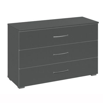 Aditio Metallic Dark Grey 3 Drawer Wide Chest
