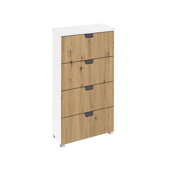 Aditio Alpine White and Artisan Oak Narrow 4 Drawer Chest