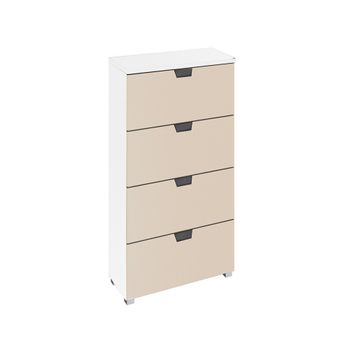 Aditio Alpine White and Champagne Narrow 4 Drawer Chest