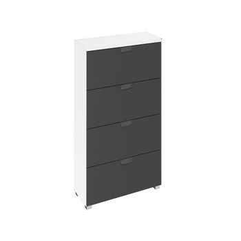Aditio Alpine White and Metallic Dark Grey Narrow 4 Drawer Chest