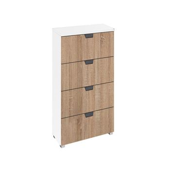 Aditio Alpine White and Sonoma Oak Narrow 4 Drawer Chest