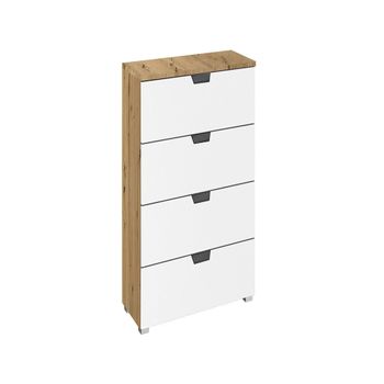 Aditio Artisan Oak and Alpine White Narrow 4 Drawer Chest