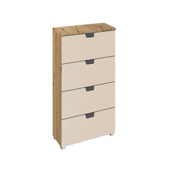 Aditio Artisan Oak and Champagne Narrow 4 Drawer Chest