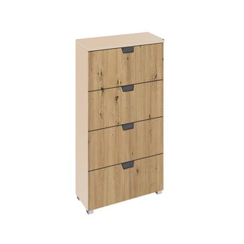 Aditio Champagne and Artisan Oak Narrow 4 Drawer Chest
