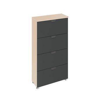 Aditio Champagne and Metallic Dark Grey Narrow 4 Drawer Chest