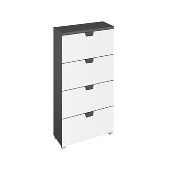 Aditio Metallic Dark Grey and Alpine White Narrow 4 Drawer Chest