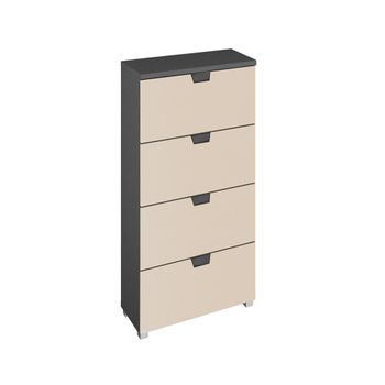 Aditio Metallic Dark Grey and Champagne Narrow 4 Drawer Chest