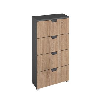 Aditio Metallic Dark Grey and Sonoma Oak Narrow 4 Drawer Chest