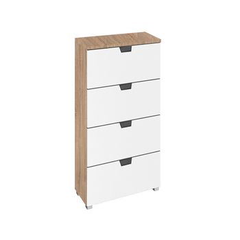 Aditio Sonoma Oak and Alpine White Narrow 4 Drawer Chest