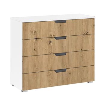 Aditio Alpine White and Artisan Oak 4 Drawer Wide Chest