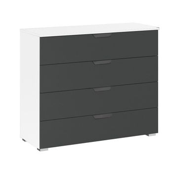 Aditio Alpine White and Metallic Dark Grey 4 Drawer Wide Chest