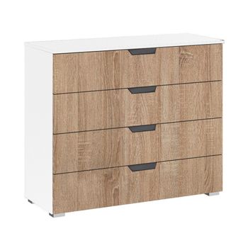 Aditio Alpine White and Sonoma Oak 4 Drawer Wide Chest