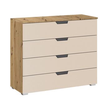 Aditio Artisan Oak and Champagne 4 Drawer Wide Chest