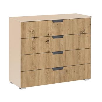 Aditio Champagne and Artisan Oak 4 Drawer Wide Chest