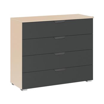 Aditio Champagne and Metallic Dark Grey 4 Drawer Wide Chest
