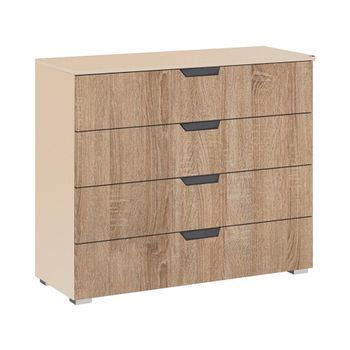 Aditio Champagne and Sonoma Oak 4 Drawer Wide Chest