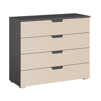 Aditio Metallic Dark Grey and Champagne 4 Drawer Wide Chest
