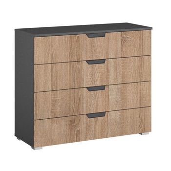 Aditio Metallic Dark Grey and Sonoma Oak 4 Drawer Wide Chest
