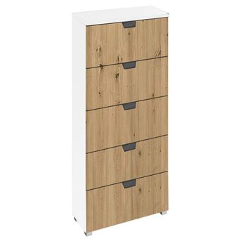 Aditio Alpine White and Artisan Oak 5 Drawer Tall Chest