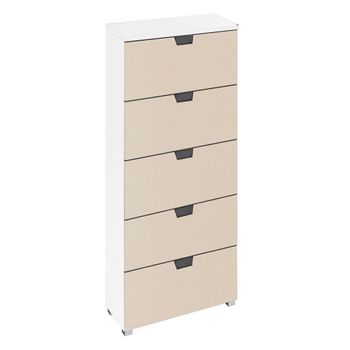 Aditio Alpine White and Champagne 5 Drawer Tall Chest