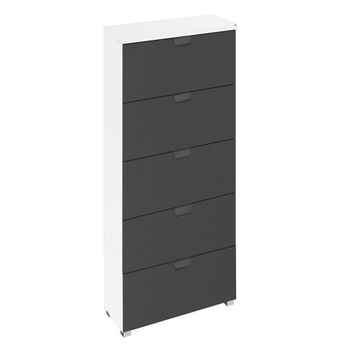 Aditio Alpine White and Metallic Dark Grey 5 Drawer Tall Chest