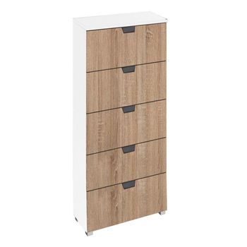 Aditio Alpine White and Sonoma Oak 5 Drawer Tall Chest
