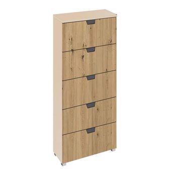 Aditio Champagne and Artisan Oak 5 Drawer Tall Chest