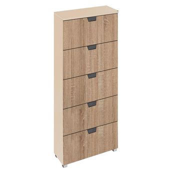 Aditio Champagne and Sonoma Oak 5 Drawer Tall Chest