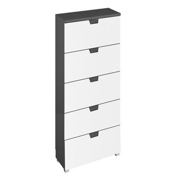 Aditio Metallic Dark Grey and Alpine White 5 Drawer Tall Chest