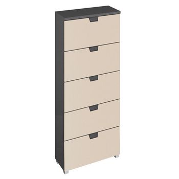 Aditio Metallic Dark Grey and Champagne 5 Drawer Tall Chest