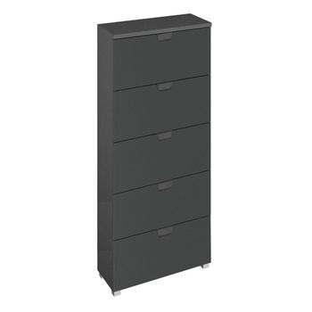 Aditio Metallic Dark Grey 5 Drawer Tall Chest