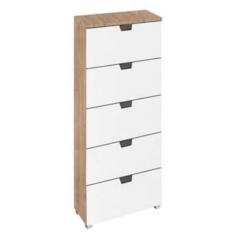 Aditio Sonoma Oak and Alpine White 5 Drawer Tall Chest
