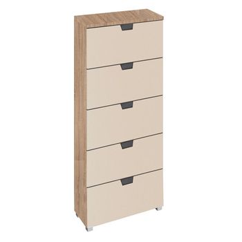 Aditio Sonoma Oak and Champagne 5 Drawer Tall Chest